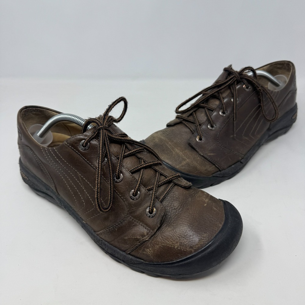 Keen Alki Shoes Brown Leather Eyelet Lace Up Casual Wide Toebox Shoes Men's 11.5
